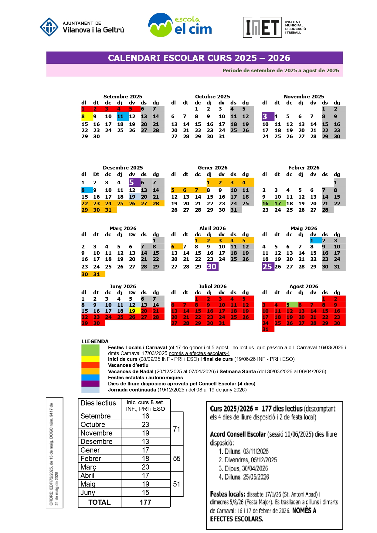calendari el cim 20 - 21